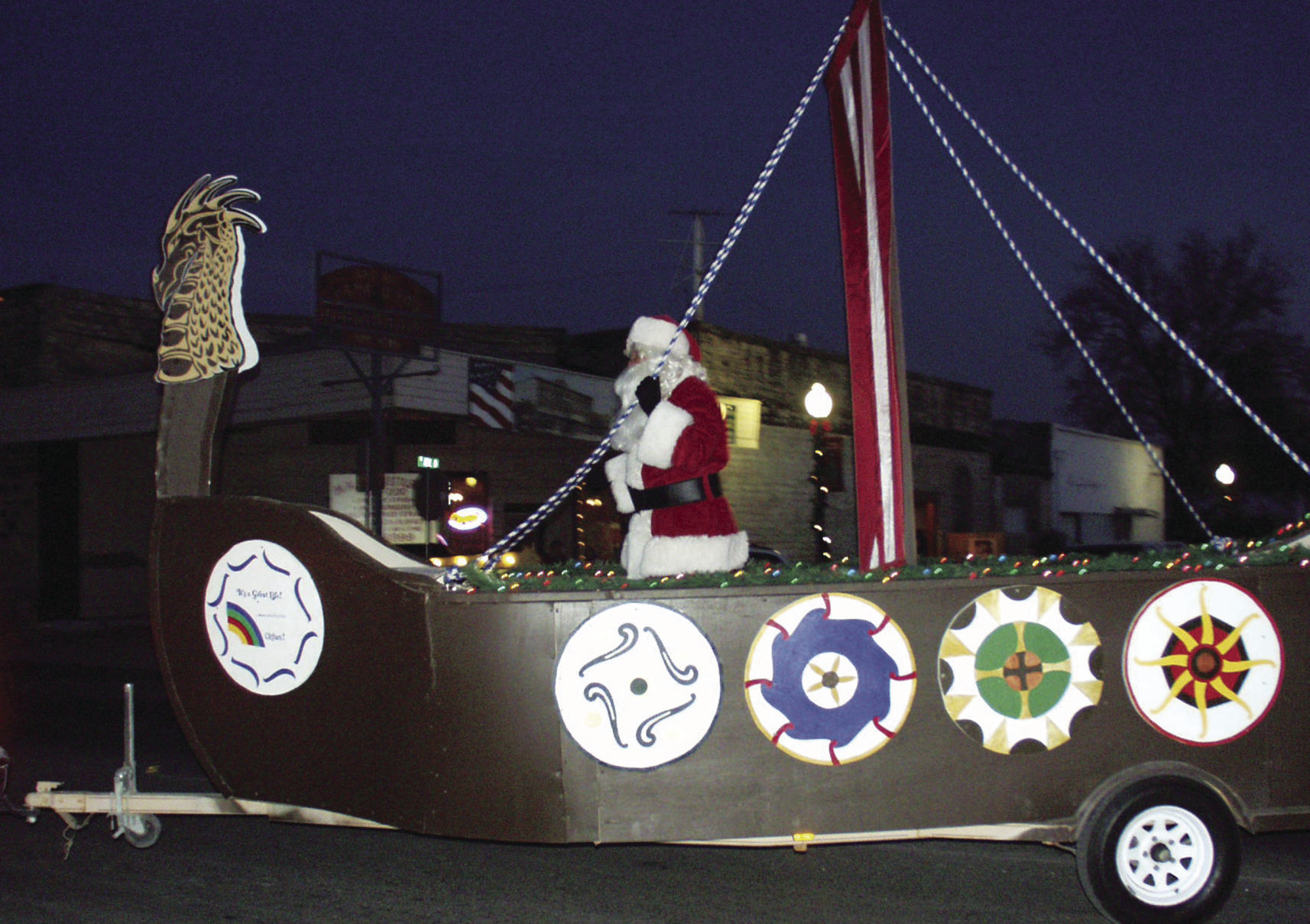 Santa on Viking ship in Clifton parade